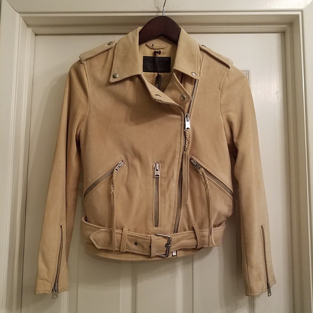 NWT All Saints Balfern leather biker jacket US 4 - Picture 2 of 16
